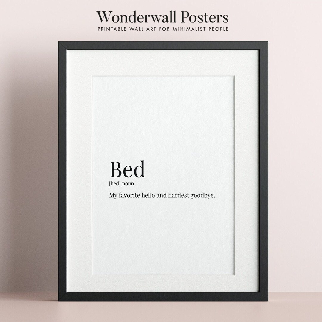 Bed Definition Print Over the Bed Sign Etsy