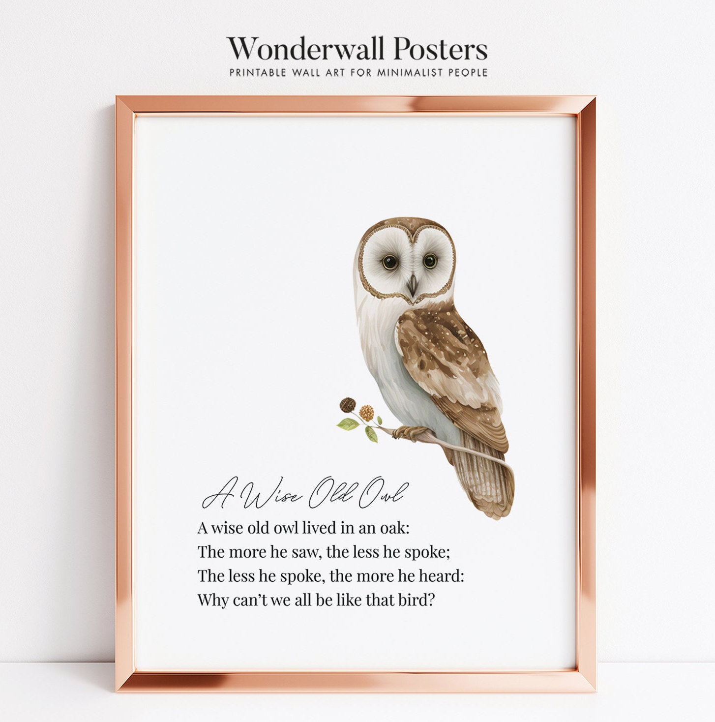 Wise Old Owl Poem Owl Nursery Print Owl Poem Print Nursery Etsy
