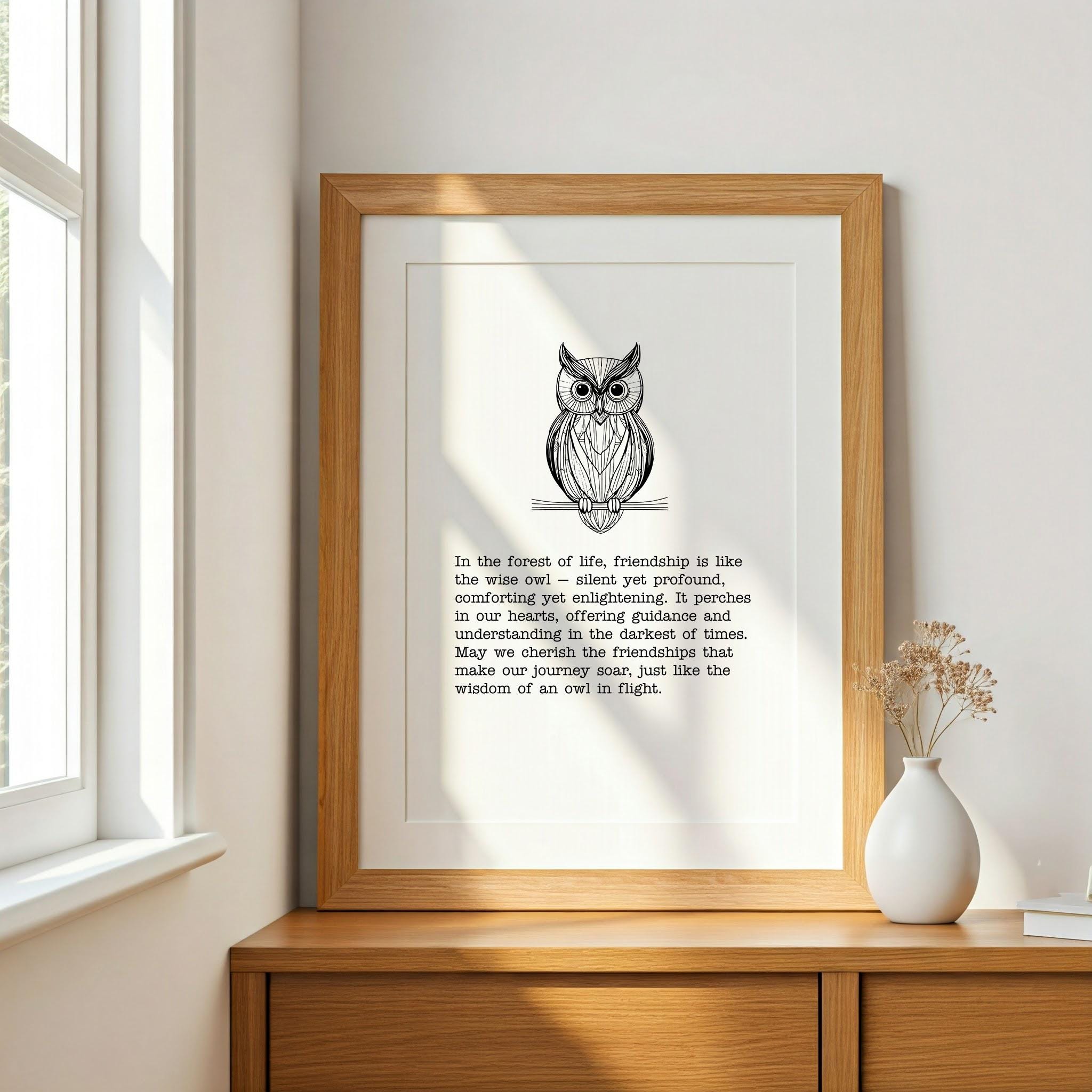 Motivational Poster, Owl Friendship Quote Wall Art (digital Download) - Etsy, image size:2048x2048