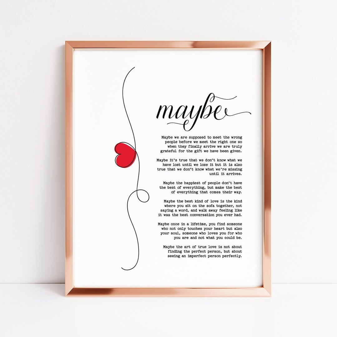 Maybe Poem Print 2nd Anniversary Gift Fiancé Gift for Her Love Poem ...
