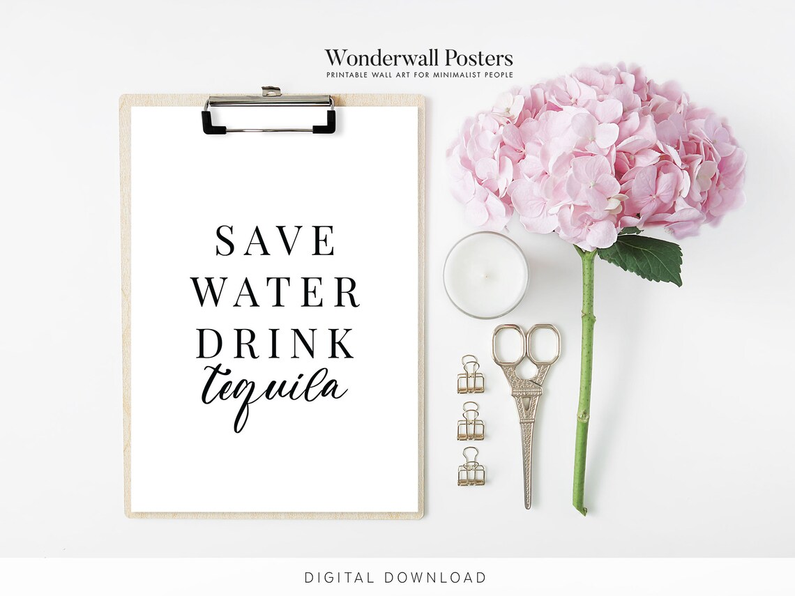 Save Water Drink Tequila Kitchen Wall Art Home Decor Print - Etsy
