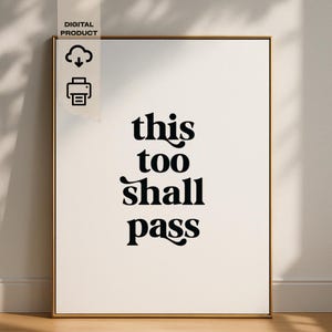 Esto también pasará / Lámina sobre salud mental / Decoración para consultorio de terapia / Arte mural imprimible