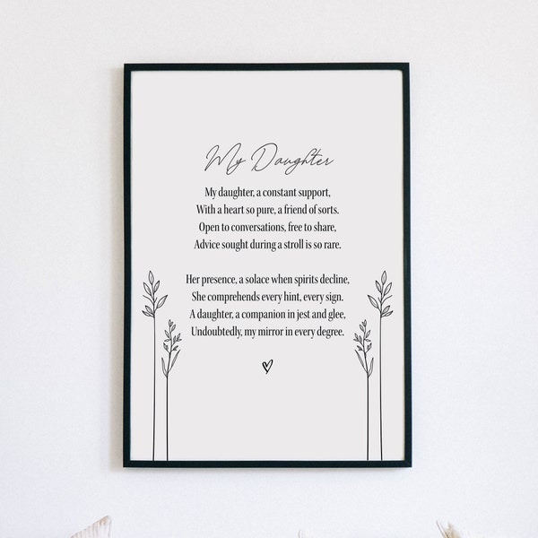 My Daughter | Poem For Daughter | Teenage Girl Gift | 18th Birthday Gift | Poem For Nursery | Poetry Decor | Printable Wall Art