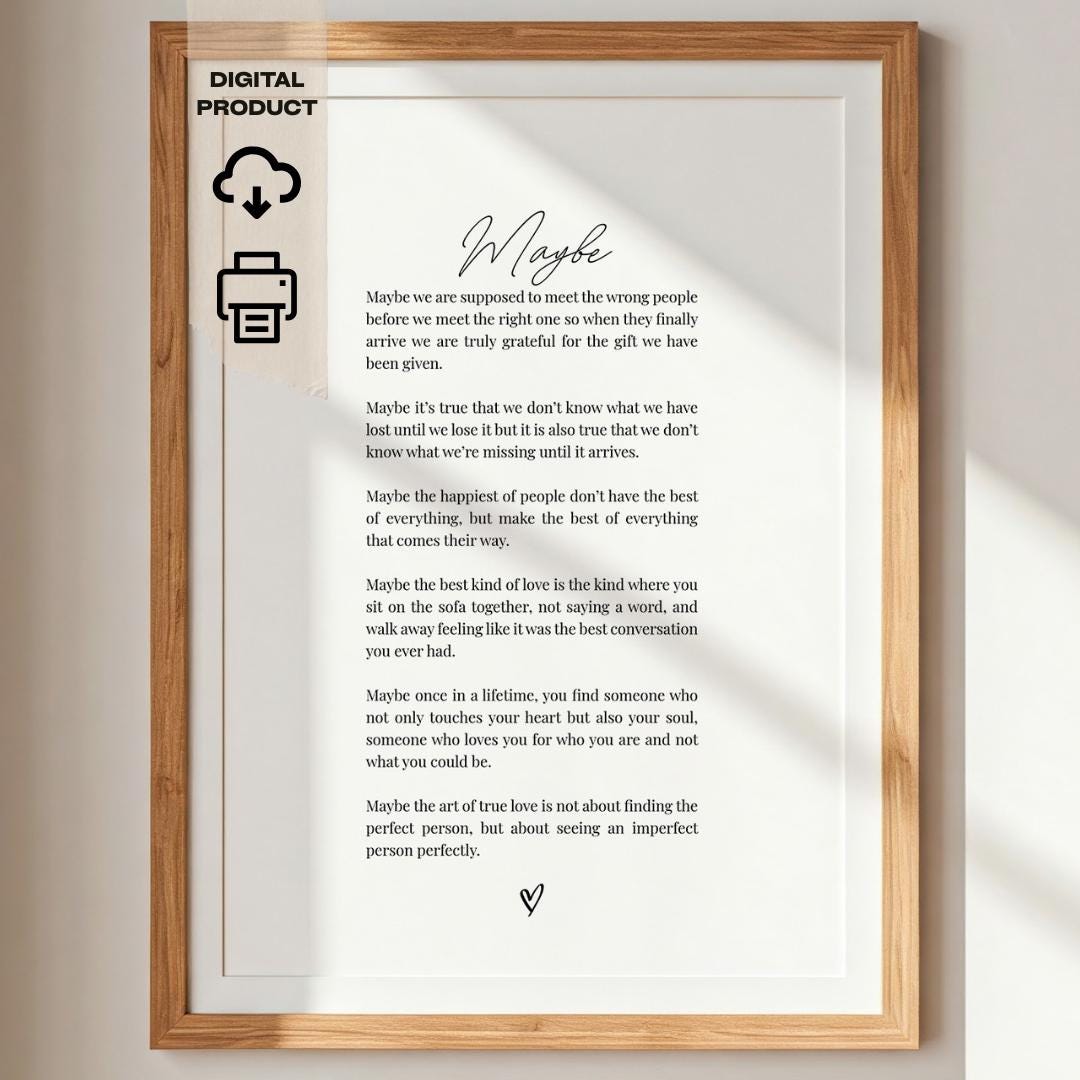 Maybe Wedding Poem Print, Valentines Day Decor, Printable Wall Art ...