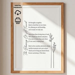 Heartfelt Friendship Poem For Your Bestie | Best Friend Gift | Digital Download | Printable Wall Art