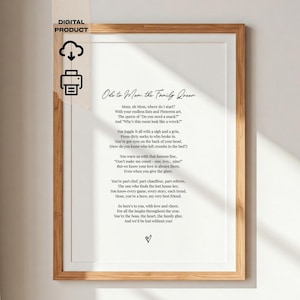 Ode To Mom Gedicht Druck, Muttertag Wand Kunst (Digitaler Download)
