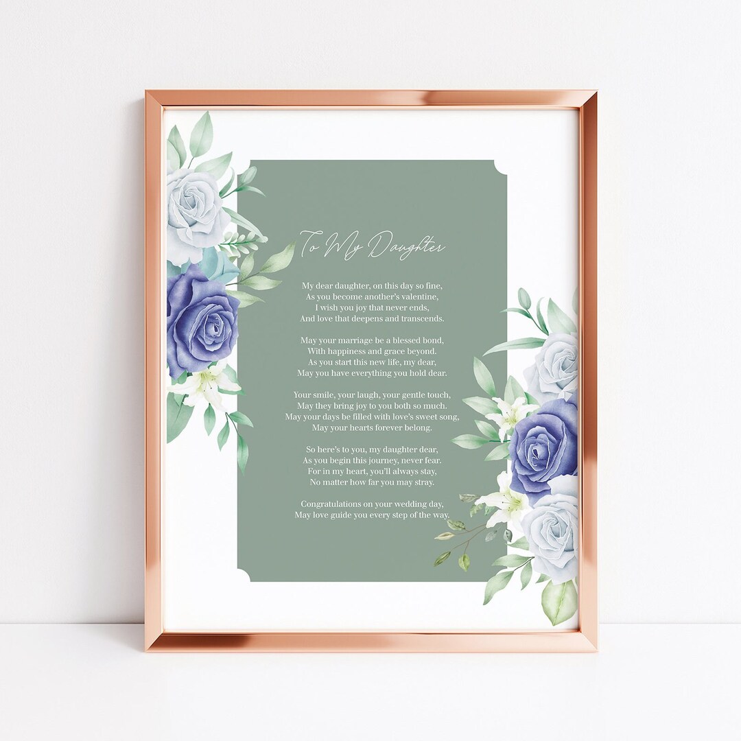 Poem for Daughter on Her Wedding Day Gift for Bride Printable Wall Art ...