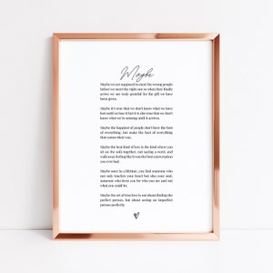 Maybe Poem Print | 2nd Anniversary Gift | Fiancé Gift For Her | Love Poem Wall Art | Romantic Poem | Gift For Soulmate | Printable Wall Art