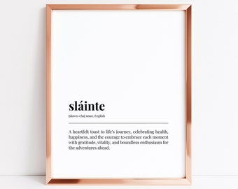 Sláinte Dictionary Definition Print | Irish Cheers | Ireland Home Decor | Gaeilge Gifts | St. Patrick's Day | Printable Wall Art