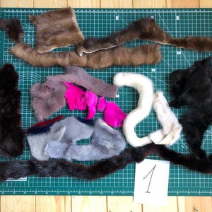 Scraps of multicolored mink fur Fur scraps mink Scrap fur mink scraps Natural piece of mink fur Crafting fur Fur remnants Long furry scraps