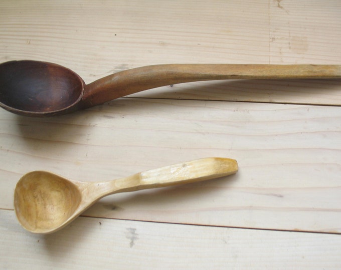 Vintage Wood Spoons Rustic Serving Spoon Kitchen Serve Spoon Rustic