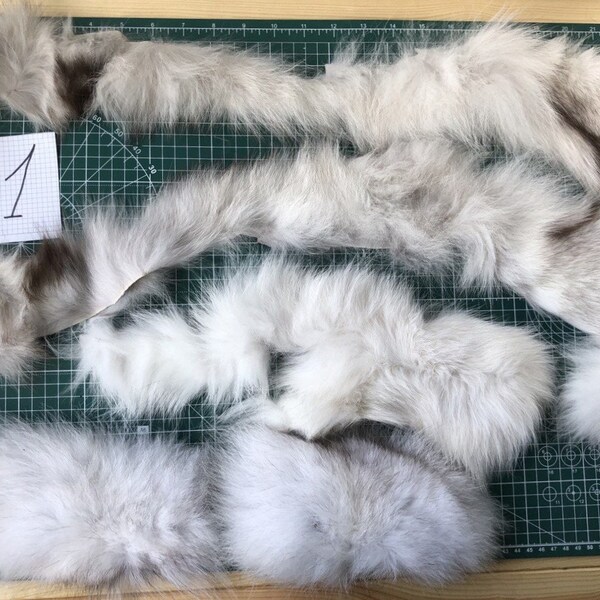 Fur scraps white arctic fox Scrap white fur polar fox Natural arctic fox fur Fox fur mix Crafting fur  Long furry scraps Art project fur