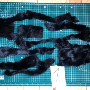 Scraps of black mink fur Fur scraps mink Scrap fur mink scraps Natural piece of mink fur Crafting fur Fur remnants Long furry scraps