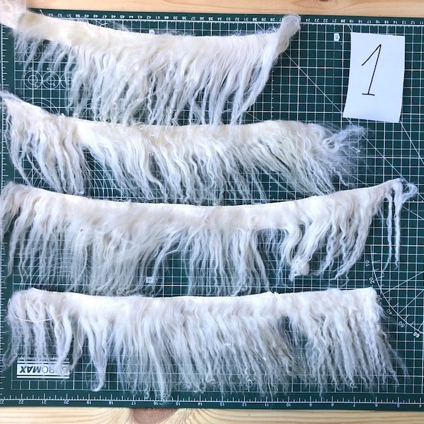 Long white angora goat fur Fur beard White goat fur Goat scraps Natural white fur Crafting fur Fur remnants Long furry scraps Art fur