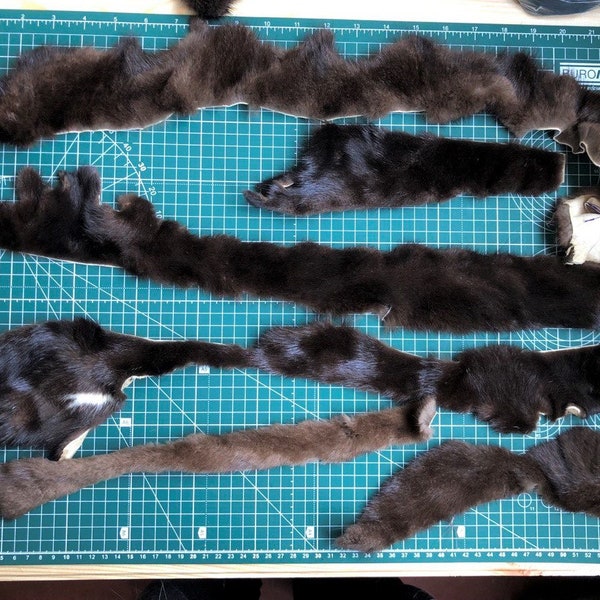 Scraps of dark brown mink fur Fur scraps mink Scrap fur mink scraps Natural piece of mink fur Crafting fur Fur remnants Long furry scraps