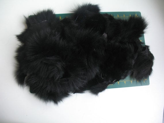 Black Fox scraps Real Black Fur scraps Scrap fur Black Fur mix Natural fox fur pieces of fur Crafting fur  for needlework Fur art scrap