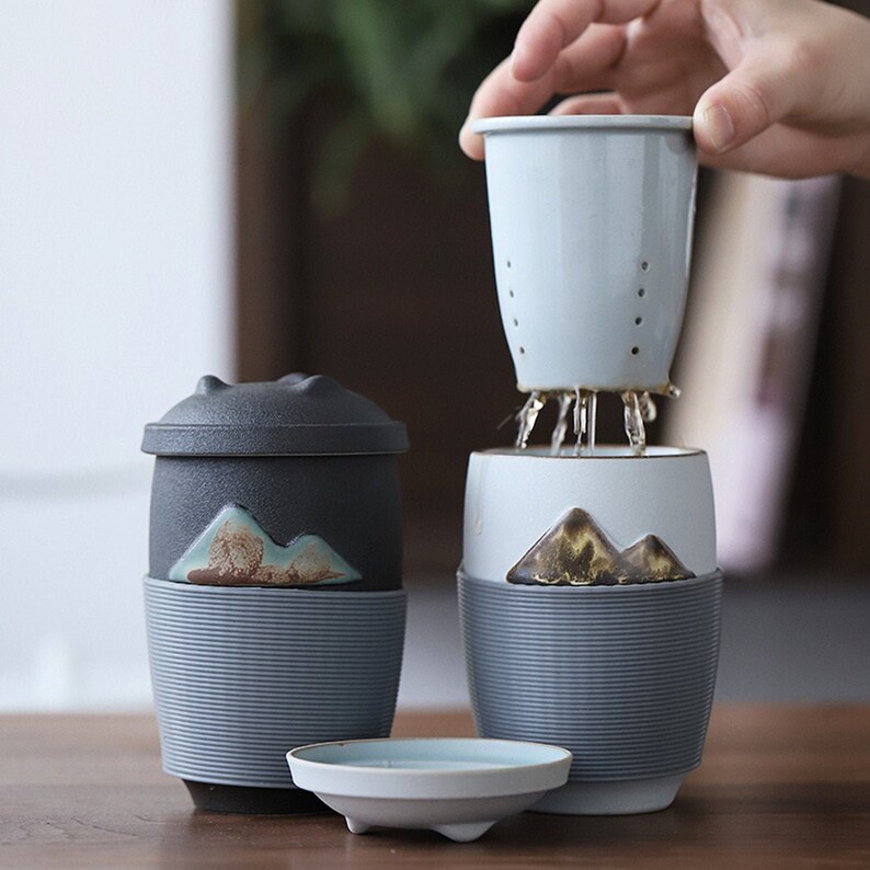 Best Ceramics Portable Mug with Lid Teacup Infuser Travel Tea Etsy