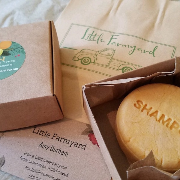 Citrus Dry Hair Shampoo and Conditioner Bars  - PH Balanced - zero waste - Sulfate Free - Leaping Bunny Cert