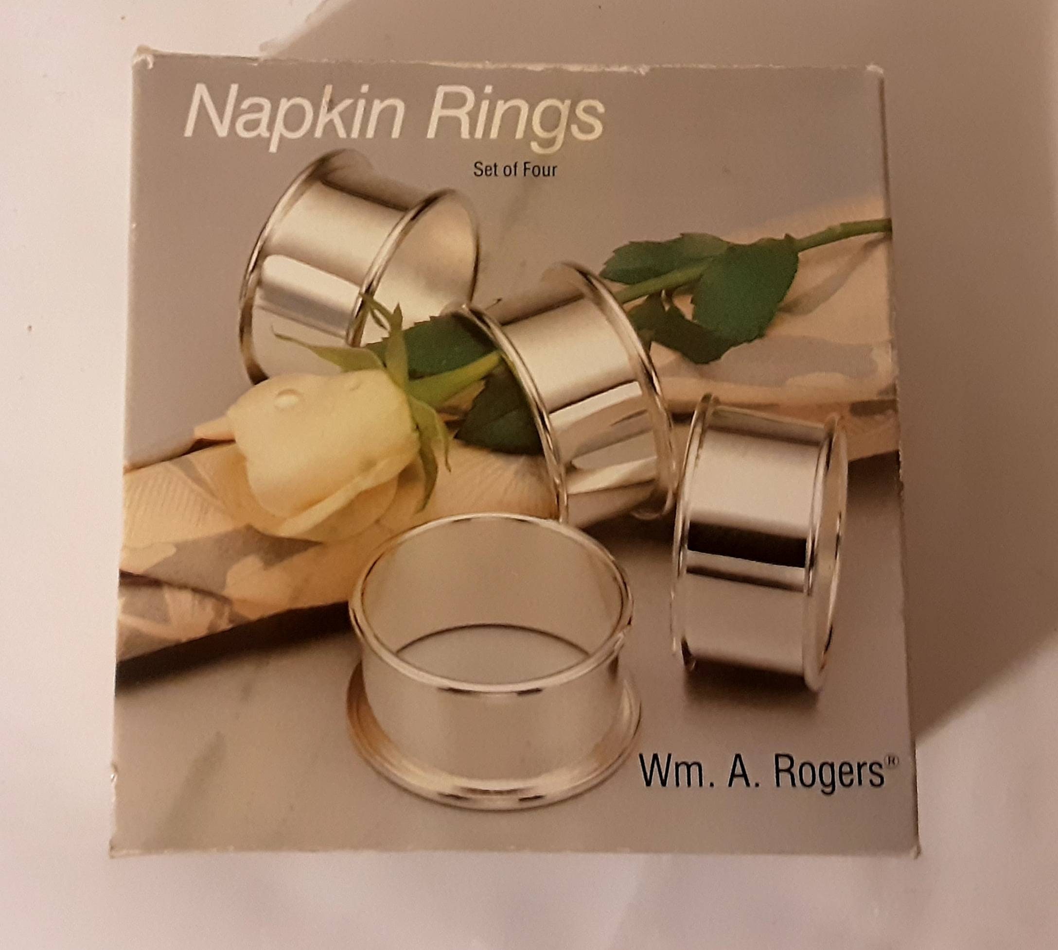 Wm Rogers Silverplate Napkin Rings 3 sets of 4 w/boxes 