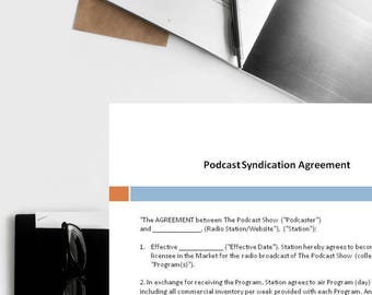 Podcast Syndication Agreement, Syndication Agreement, Podcast Legal Document, Podcast Franchise Agreement,  Podcast Legal Form Template