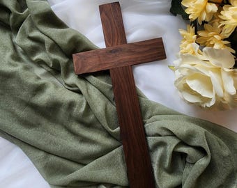 Handmade Walnut Wood Cross 6in by 12in