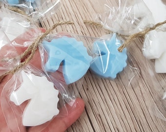 10-60pcs Licorne blanche et bleu ciel Mini savons faits à la main favorise barres de douche de mariage licorne faveurs pour les garçons faveurs de mariage faveurs de fête d’enfants