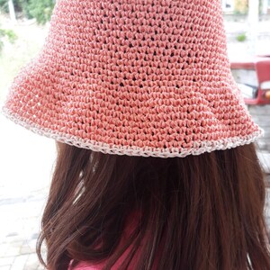 Pink Straw Hat,Summer straw hat, beach hat, gardening hat, summer bucket hat,bucket hat
