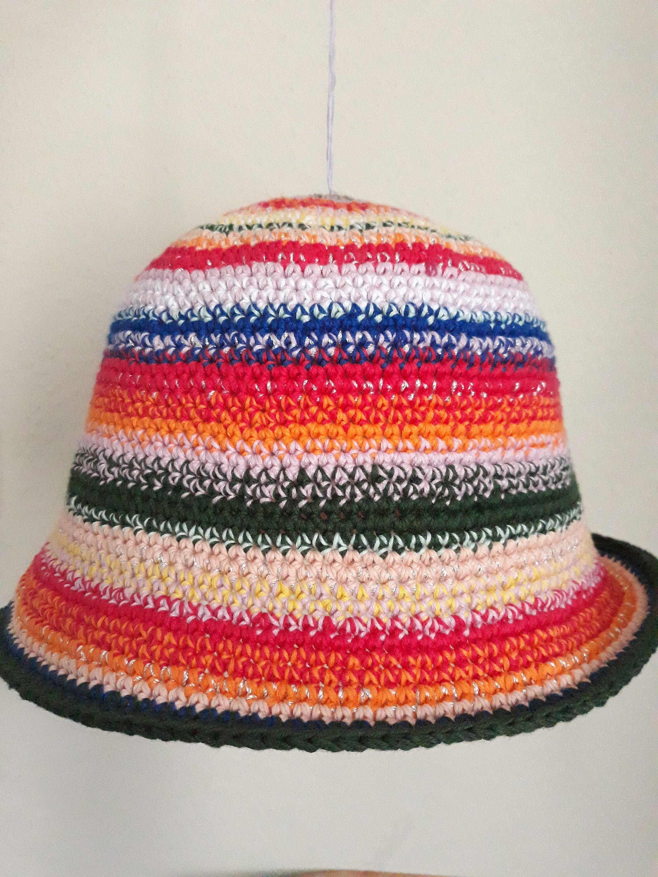 Multicolor New Cotton Crochet Bucket Hat L Multicolor Cotton Yarn Crochet Bucket Hat - Shop on Pinterest main image 3
