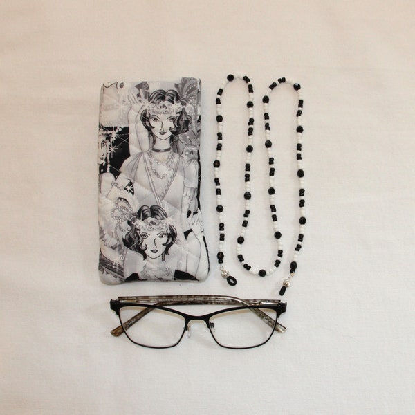 Eye Glass Case with Matching Lanyard Chain ~ Reading Glass Chain ~ Eyeglass Lanyard ~ Vintage Ladies ~ Roaring 20's ~ Mother's Day Gift