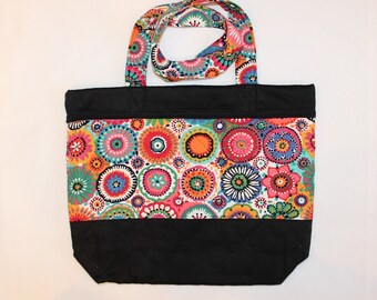 Bolsa de mano ~ Bolsa de playa ~ Bolsa de gimnasio ~ Bolsa de supermercado ~ Acolchada a mano ~ Bolsa de libros ~ Bolsa de mano negra - Regalo del Día de la Madre