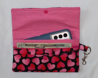 Cartera ~ Funda para celular ~ Cartera de mano ~ Monedero ~ Corazones rosas ~ Monedero ~ Cartera para iPhone - Regalo para el Día de la Madre