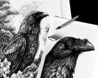 Memento Mori Raven Giclée Print: Limited Edition Fine Art (A3+)