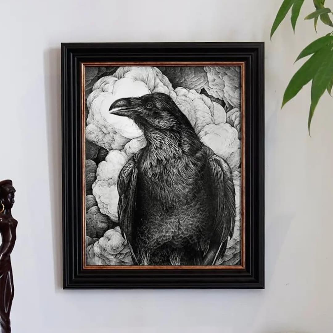 Fire Raven - Original Hand Drawn Pen and Ink Traditional Art - Etsy