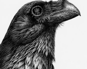 Ghost Raven Giclée Print: Limited Edition Bird Art with Free Owl Print