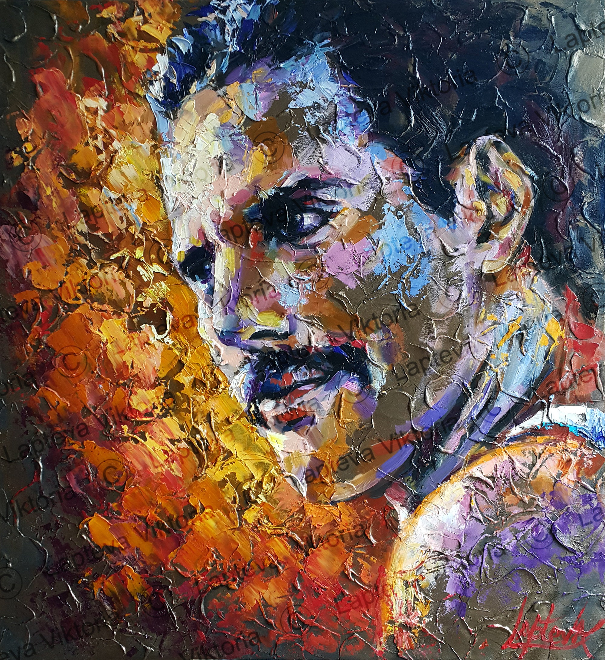 Freddie Mercury Painting Queen original oil art portrait - Etsy España