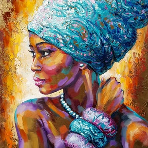 Abstract Painting Portrait african woman, Female portrait of a black girl, african beauty, girl portrait face, queen african painting, art