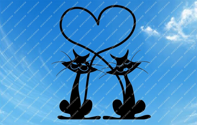Download Cat Svg File Black Cat Svg Love Clipart Valentines Day Etsy PSD Mockup Templates