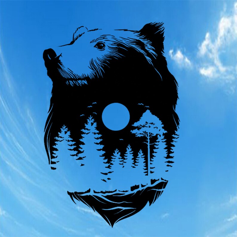 Download Bear Full Moon Svg File Bear Clipart Animals Svg Wild Etsy PSD Mockup Templates