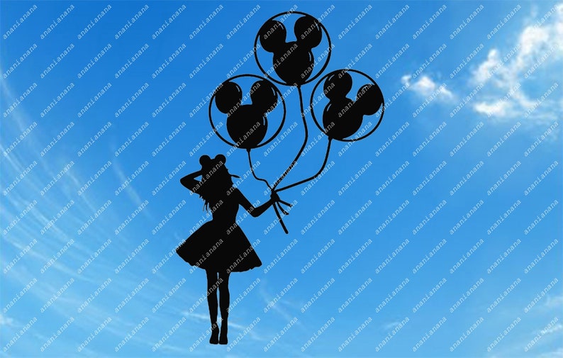 Mickey Balloons Svg File Mouse Balloons Clipart Girl With ...