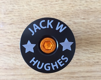 Personalized Bike Headset Top Cap, Laser Etched, Cycling Gift Fathers Day Gift