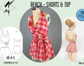 Beach Retro Shorts & Top - PDF SchnittGr. 32-44