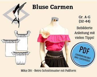 Bluse Carmen - PDF Schnittmuster Gr. 32-44