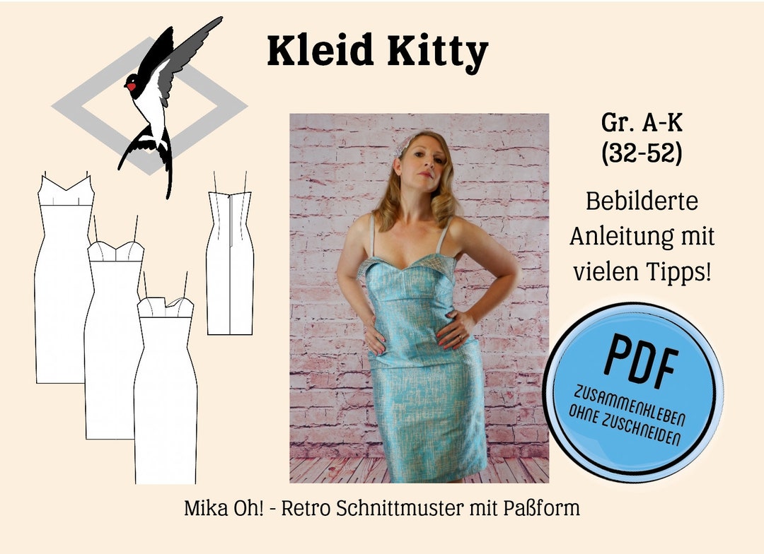 Bombshell Dress Kitty - PDF Sewing Pattern Size. 32-52 - Download - Etsy