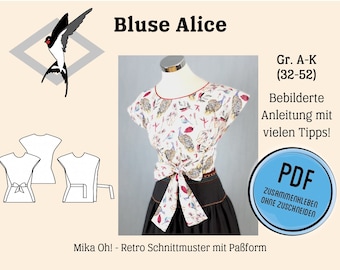 Retro Wickelbluse Alice - PDF Schnittmuster Gr. 32-52 - Download