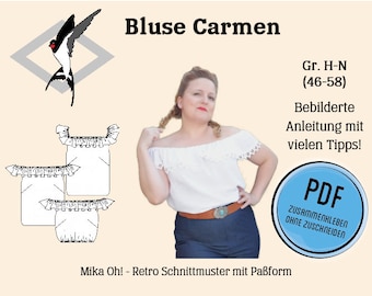 Bluse Carmen - PDF Schnittmuster Gr. 46-58