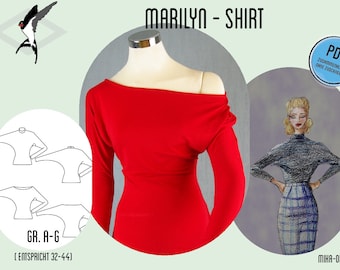 Marilyn Jersey Shirt - PDF Schnittmuster Gr.32-44