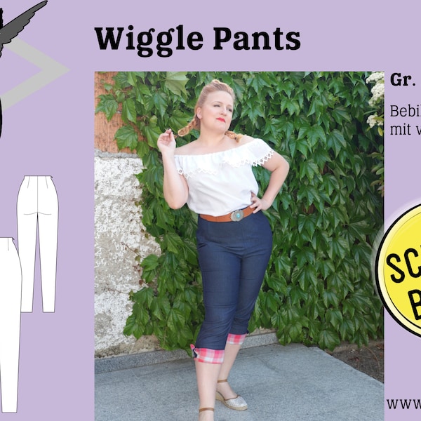 Wiggle Pants - Sewing Pattern Retro Capri Pants Size 32-44