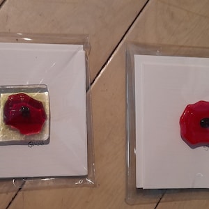 Cartão de papoula, cartão de felicitações em branco, papoula de vidro fundido