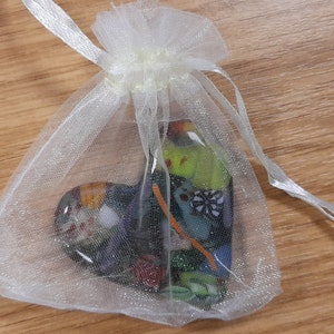 Fused glass heart, pocket hug, gift