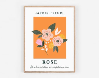 Affiche florale rose